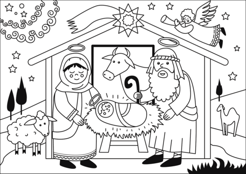 The Birth Of Jesus Coloring Page